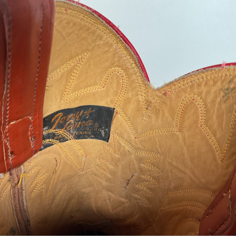 Vintage Tony Lama Cowboy Boots | Gold Label | Tooled Inlay | 6.5 C | Women’s 7.5 - Picture 3 of 16